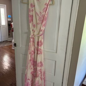 Ocean sunset pink/ivory maxi dress